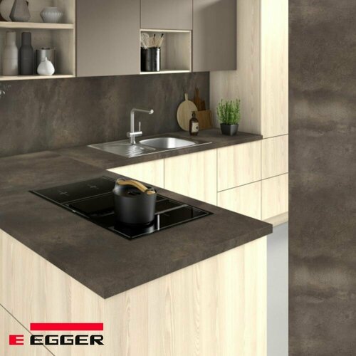 Столешница для кухни Egger 2700х600x38мм с торцевыми планками. Цвет - Титанит серый