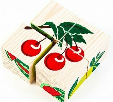 Кубики "Фрукты-ягоды" 4 кубика Томик