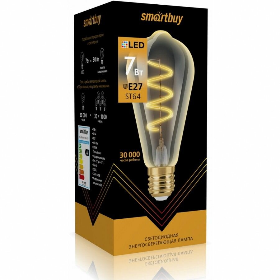 Smartbuy ART ST64 E27 7W(420Lm) 3K 64х144 филамент (нитевид) LOFT