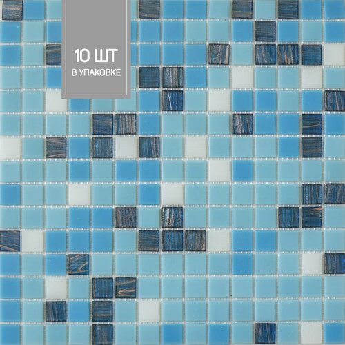 Elada Mosaic Плитка мозаика HK-15 голубой микс, коробка, 10 матриц, 1,07 м2 32.7 см x 32.7 см