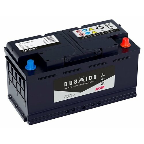 Аккумулятор автомобильный Bushido AGM 100 Ач 900 А обр пол Евро авто 353x175x190 L50 24618₽