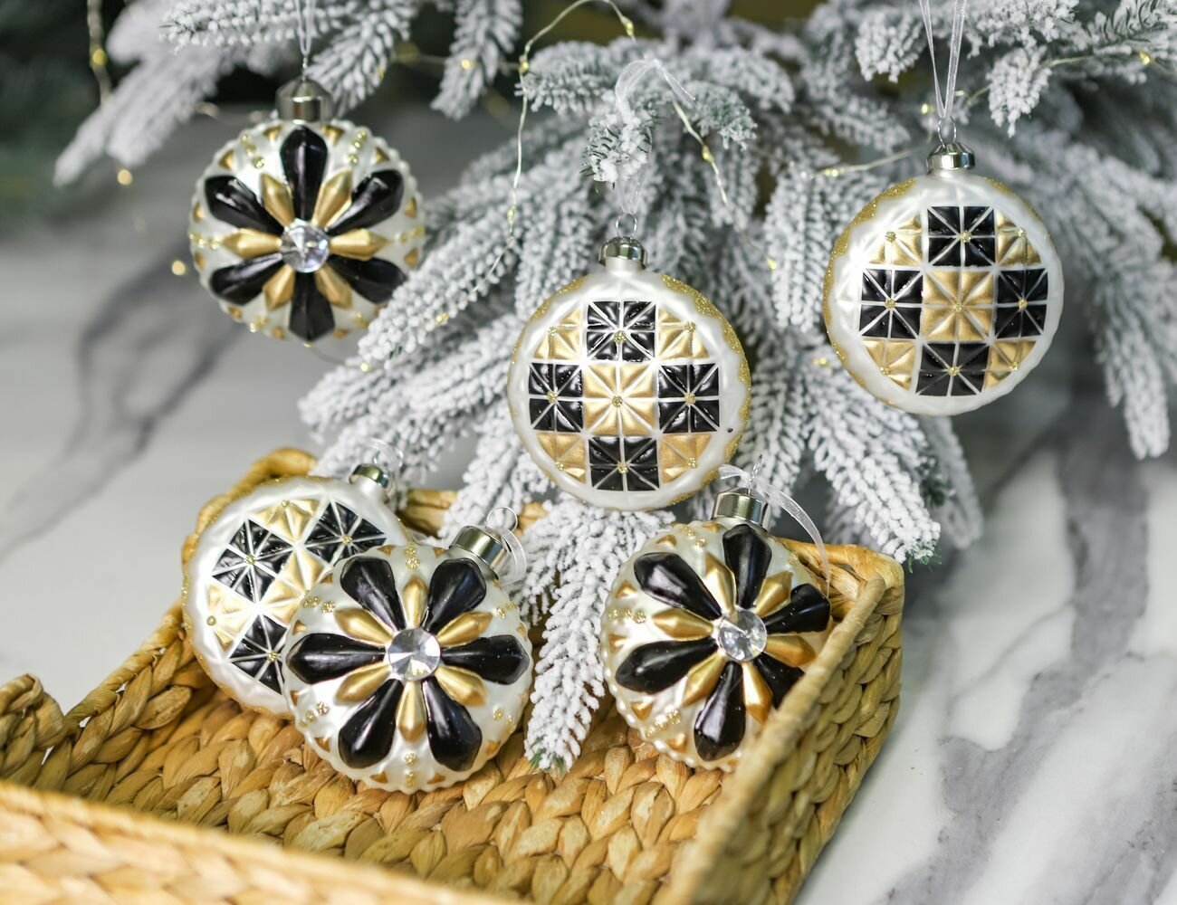 Набор ёлочных украшений голден блюз стекло 8 см 6 шт Winter Deco 4060282