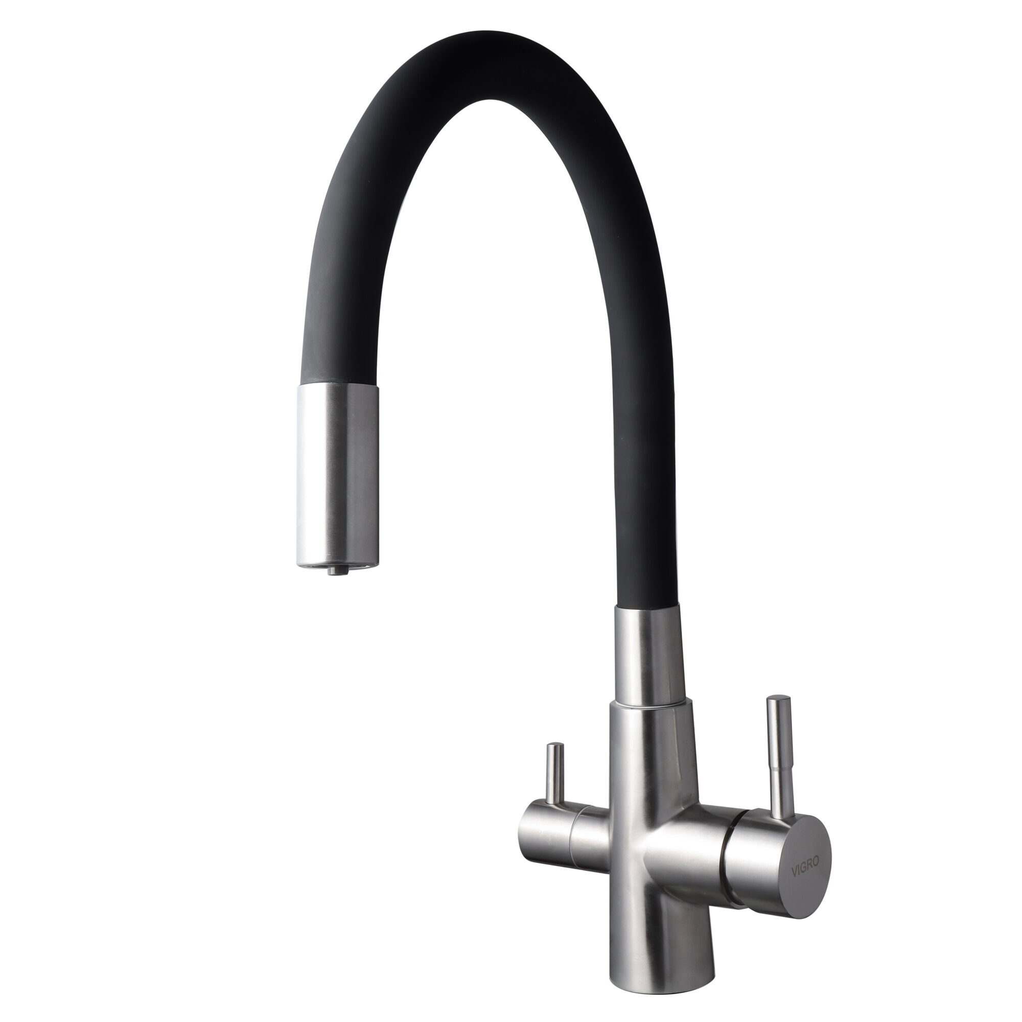 Смеситель для кухни с фильтром  гибкий излив  черный VIGRO VG76801 5 7