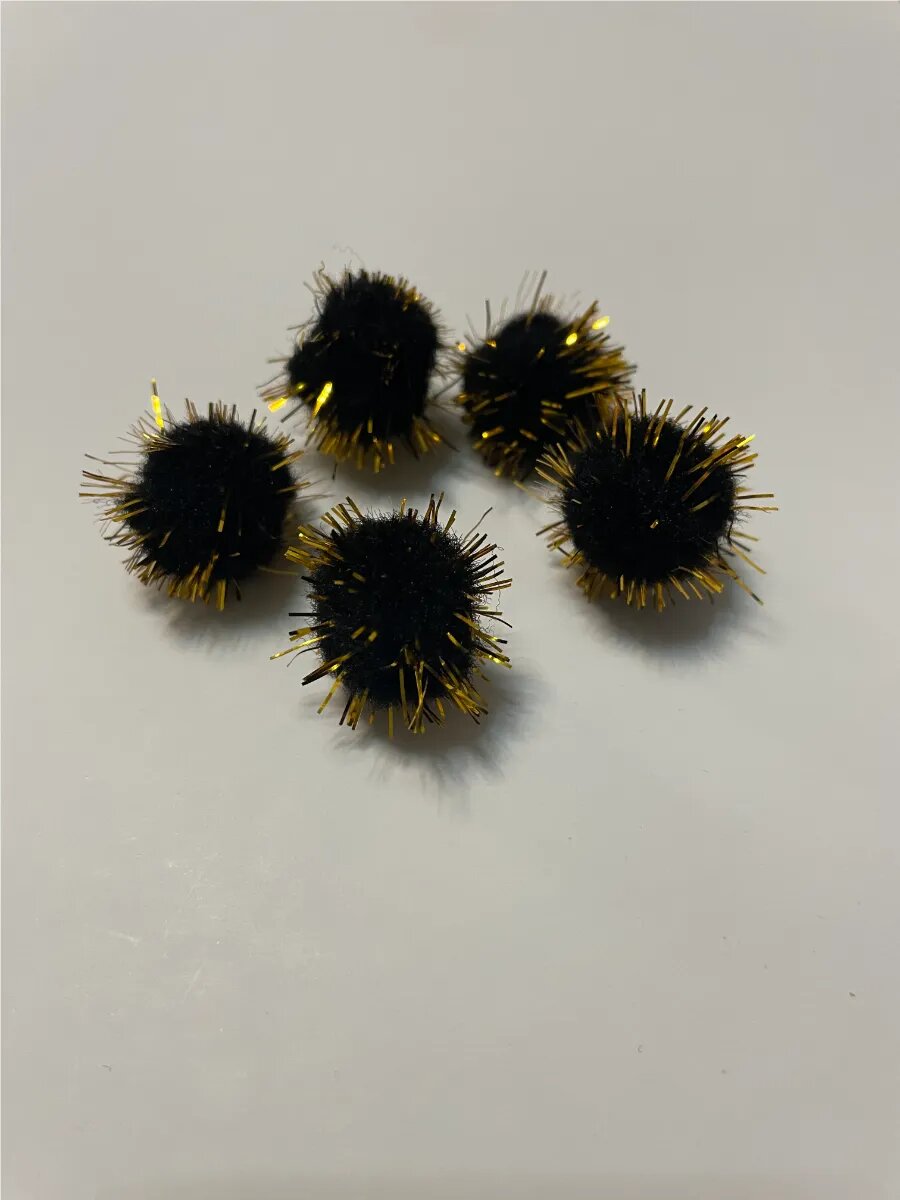 Помпоны декоративные, с люрексом, полиэстер, диаметр 2 см, 50 штук — фото 1