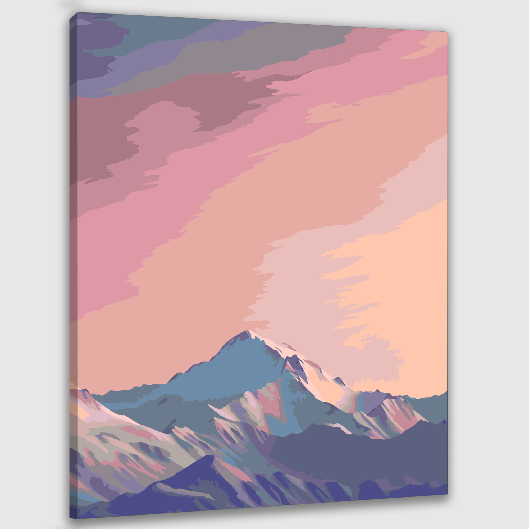 Картина по номерам 40x50 см, горный хребет, рассвет, заснеженные вершины, тропа, приключение, исследование