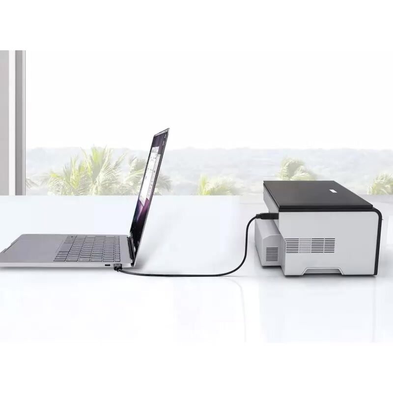 Кабель для принтера / для подключения ноутбука MacBook Air / Pro к принтеру / USB Type-C to USB 2.0 Type-B, 2 метра — фото 1
