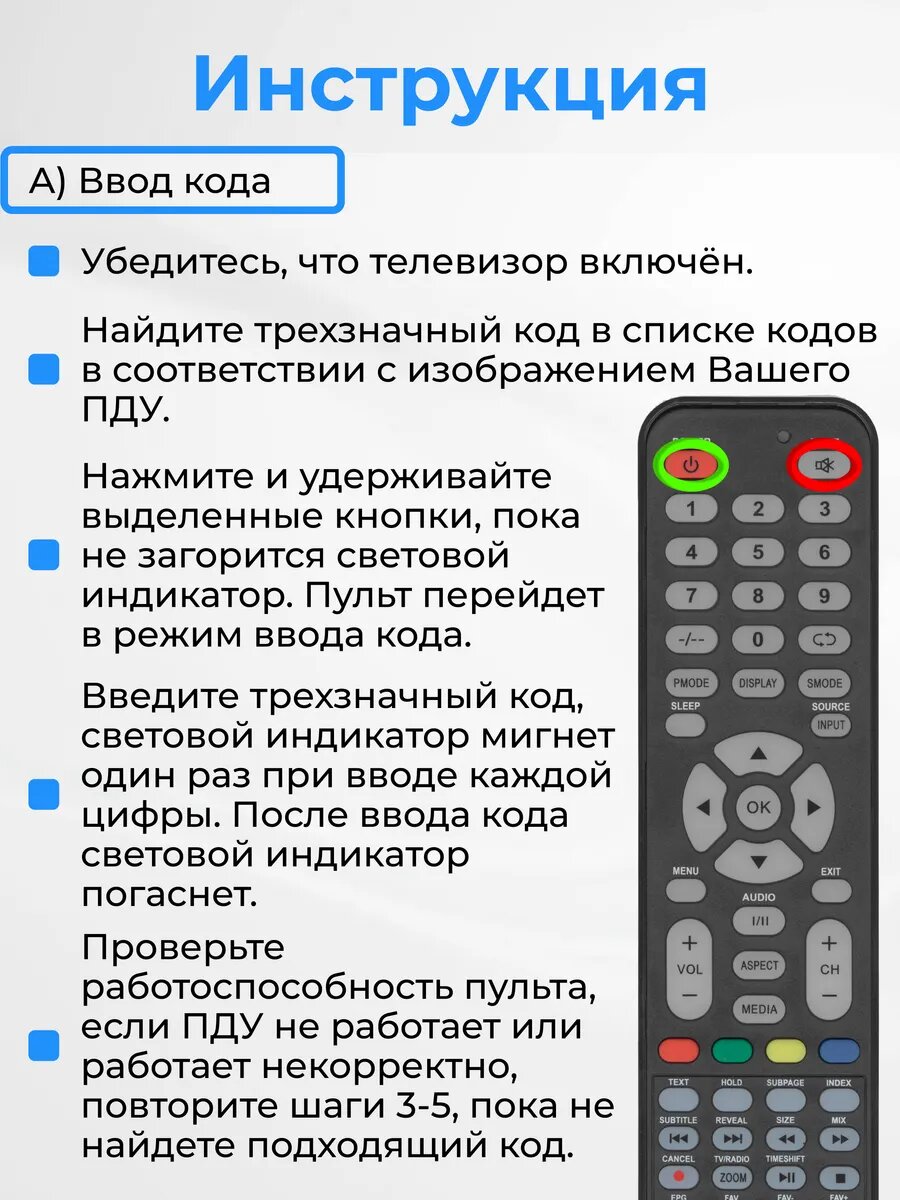 Универсальный пульт ClickPdu для телевизоров разных брендов, HOD1653 — фото 1