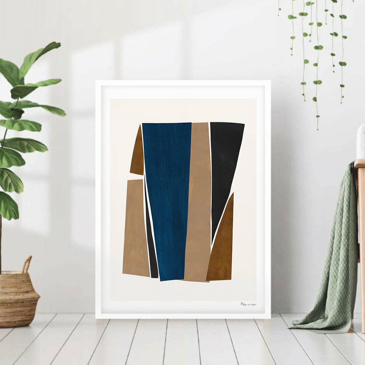 Постер "Разноцветная абстракция, геометрия" 40x50 в белой рамке для интерьера на стену