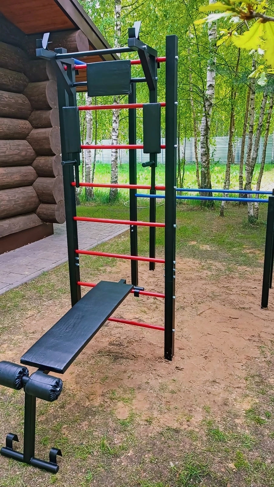 Спортивная площадка, уличная, с турником/шведской стенкой/брусьями/скамьей высота 2.25м — фото 1