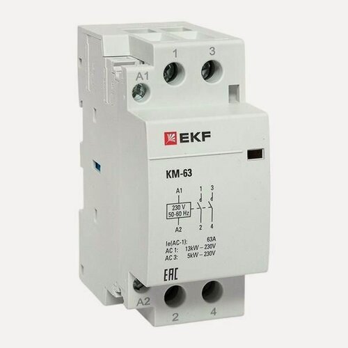 Изображение товара Контактор модульный КМ 63А 2NО (2 мод.) EKF km-2-63-20