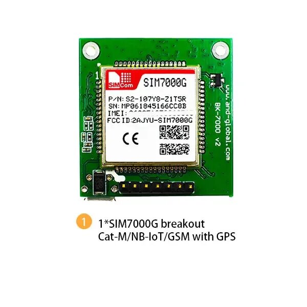 Глобальный диапазон LTE-FDD/TDD-LTE, четырехдиапазонный модуль GPRS/EDGE SIM7000G, коммутационная плата, Without antenna