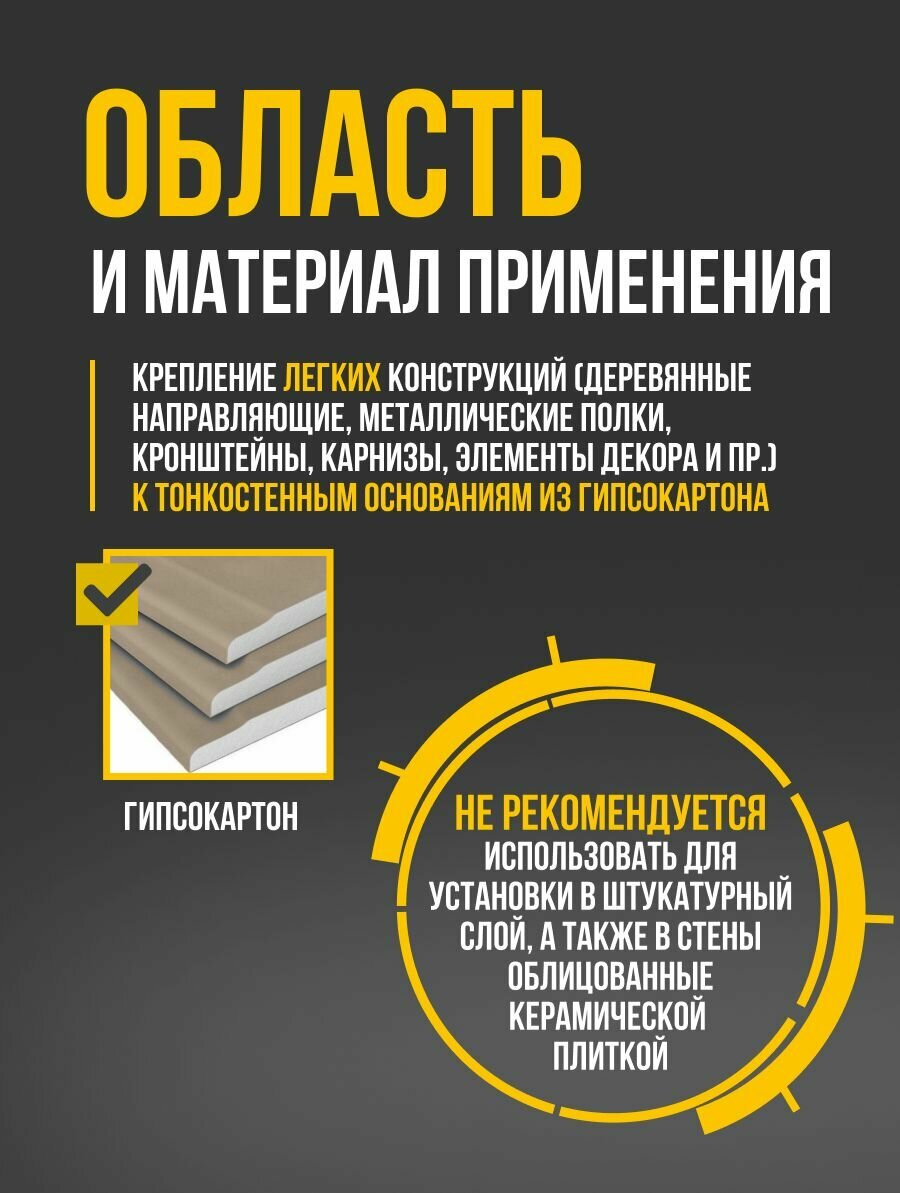 Дюбель Дрива 14х32 (25шт.) для гипсокартона, эко-пластик, Tech-Krep — фото 1