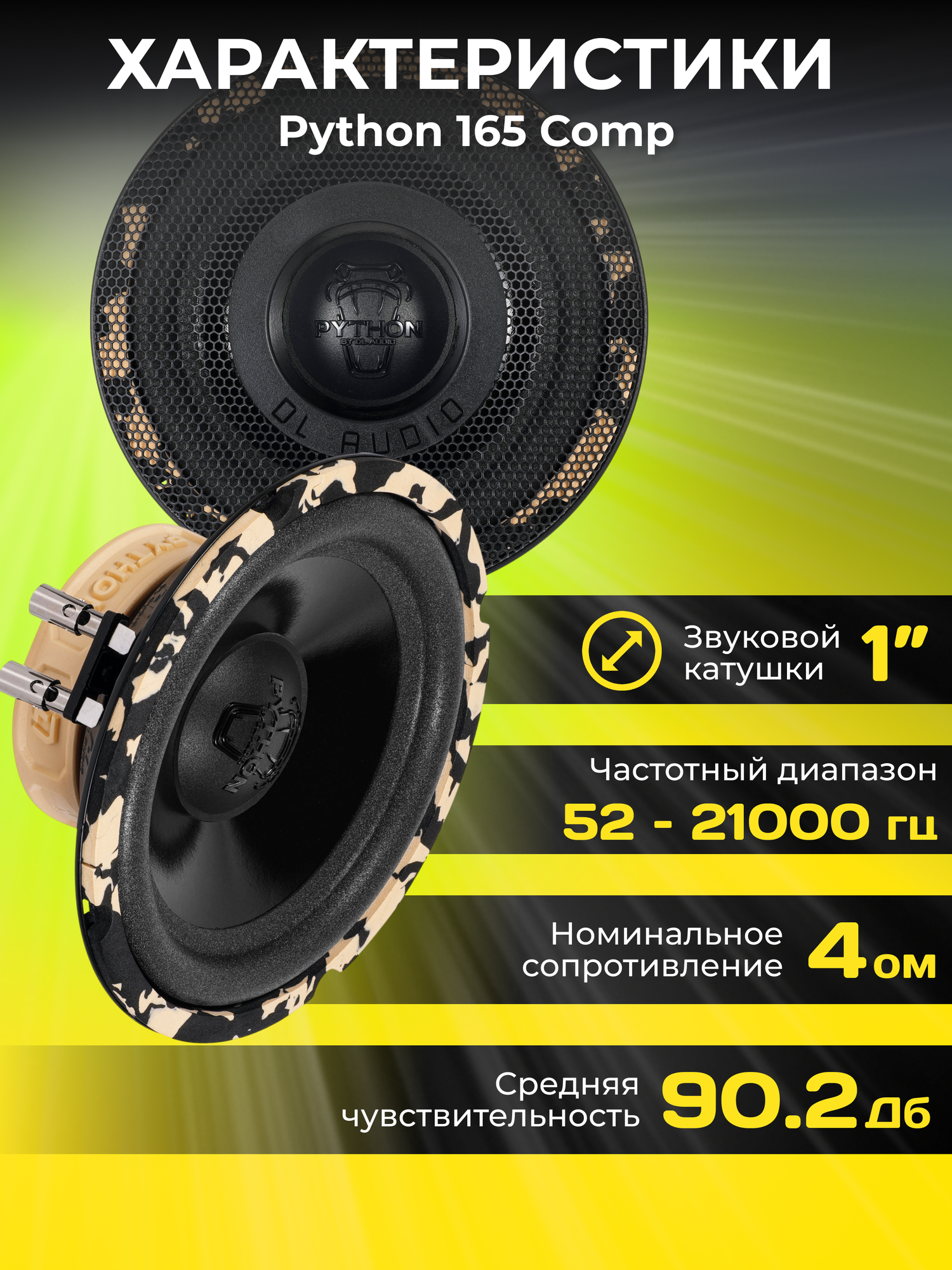 Колонки автомобильные DL Audio Python 165 Comp (пара) — фото 1