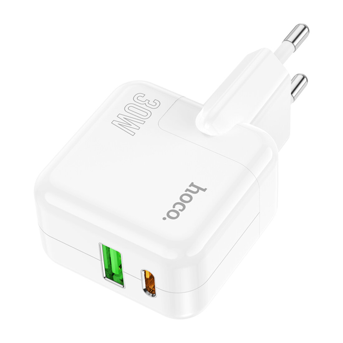 Сетевое зарядное устройство, 1 USB 3.0 QC+1 PD 35W (C111A), HOCO, белый — фото 1