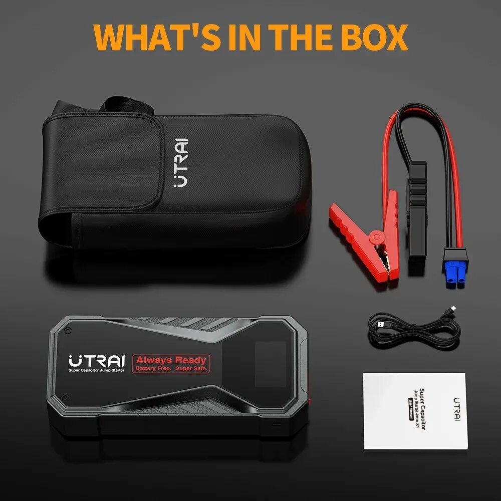 Затор UTRAI Jstar X1 Super Capacitor 500F Jump Starter 3 mins Quick Charge Portable Emergency Battery Auto Booster Starting Device, JS-X1
