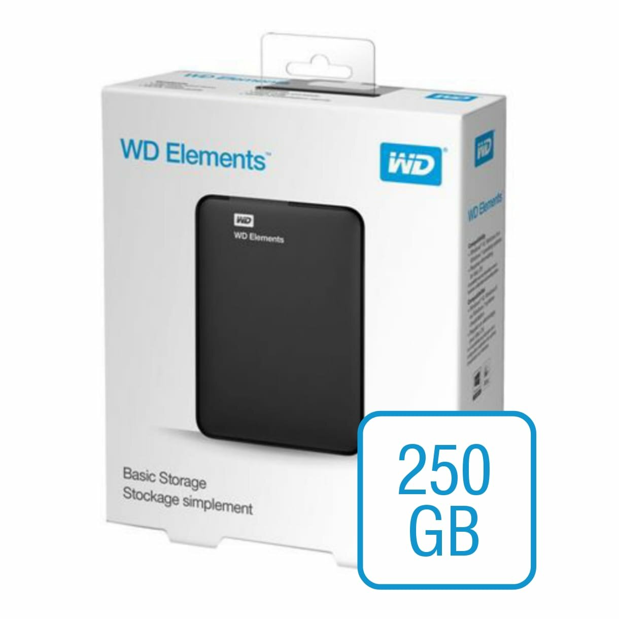 Внешний диск WD Elements Portable 250 ГБ, черный