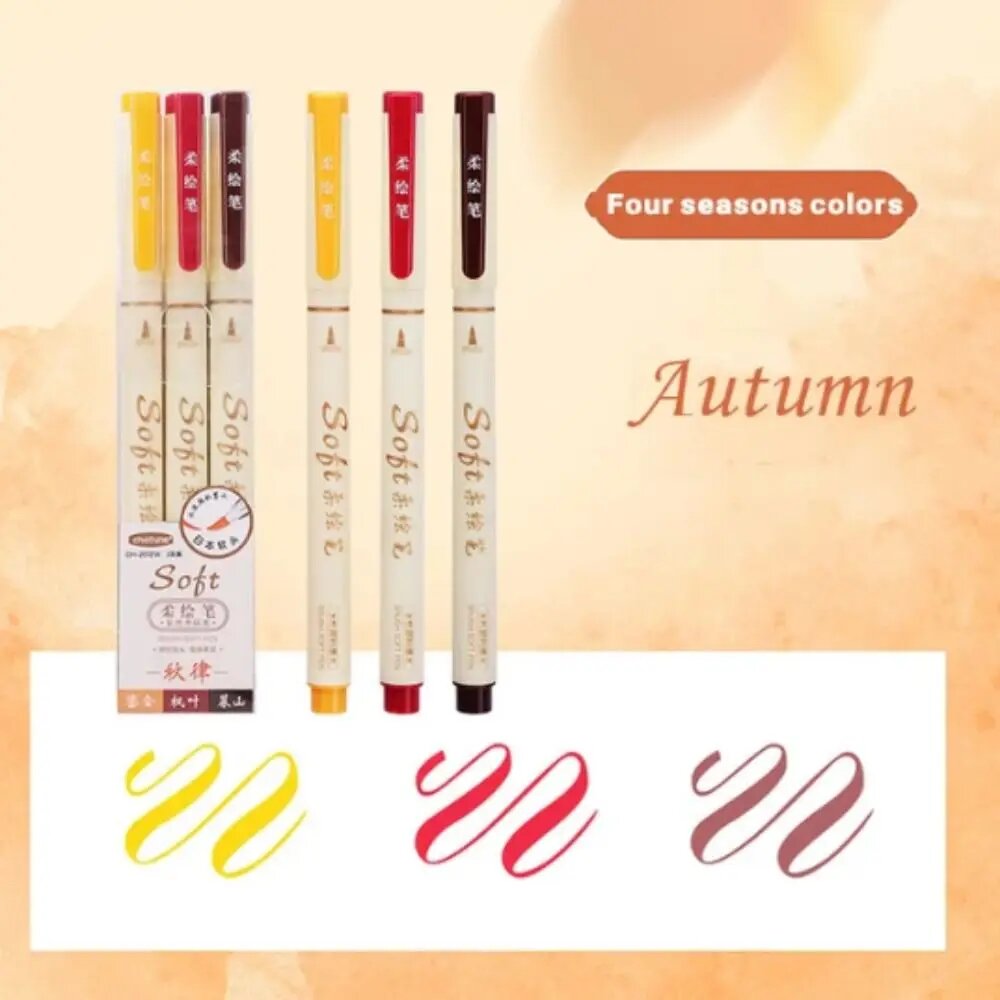 Ручки для каллиграфии Soft, 3 шт, Цвет: autumn