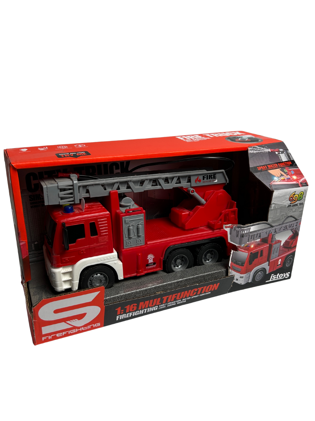 Игрушка пожарная машина, 1:16 – свет, звук и функция распыления воды