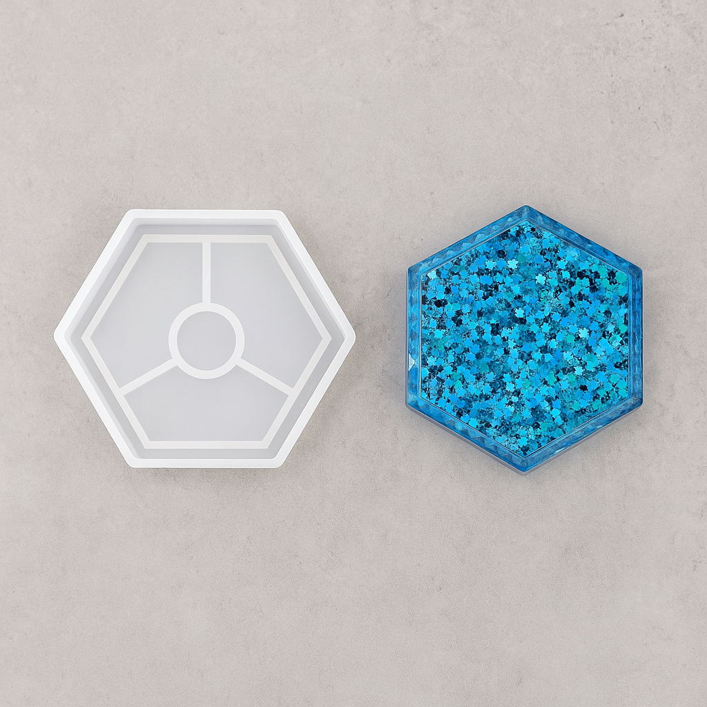 Молд силиконовый шестигранник, форма для подставки под чашку, свечу, эпоксидной смолы и гипса, D'Mari — фото 1