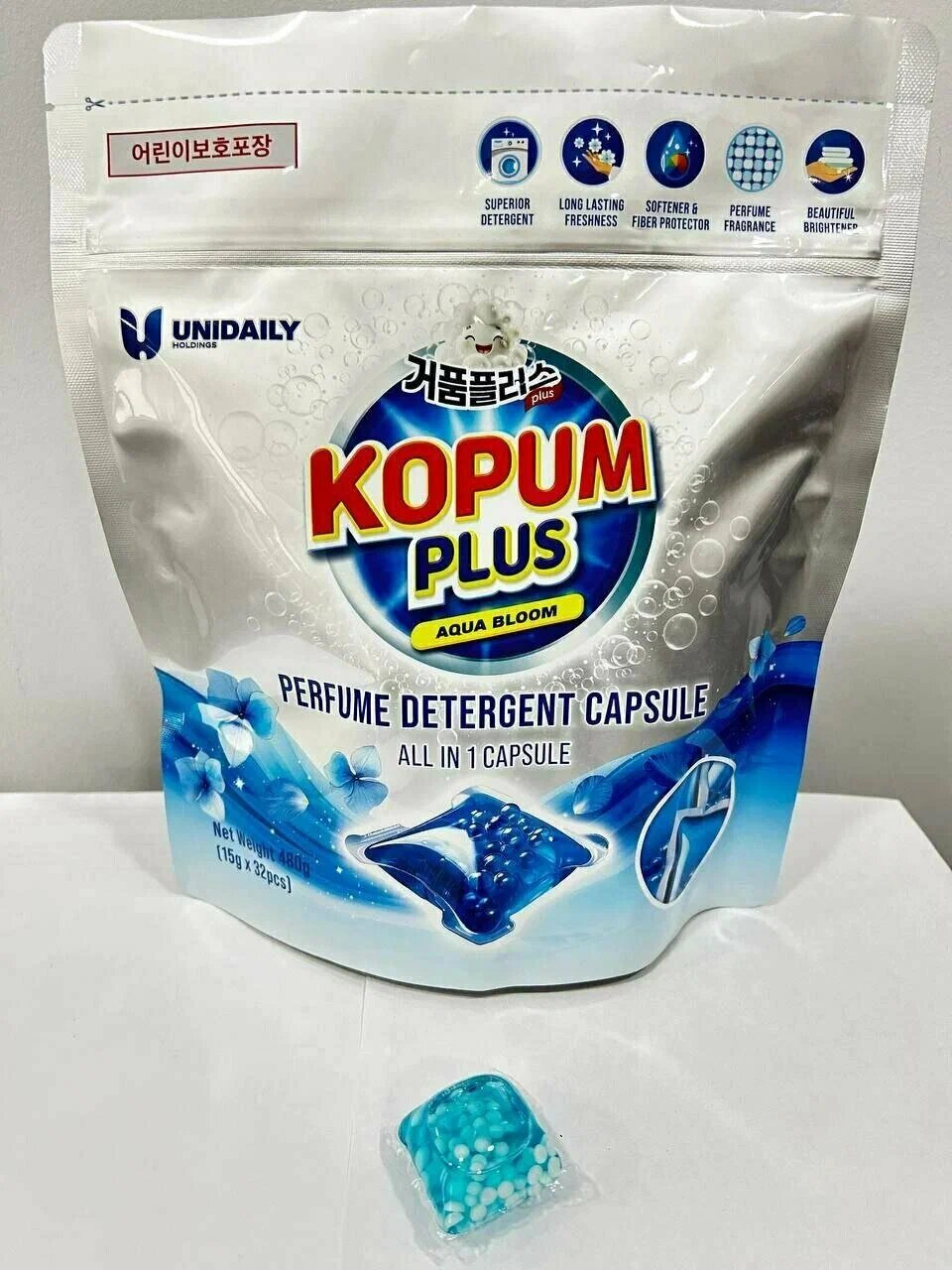 Капсулы для стирки Kopum Plus, автомат, ароматизированные, Корея, 32шт