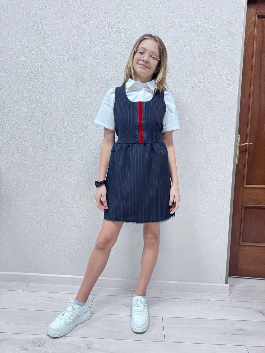 Сарафан KristiKlo школа размер 158 синий