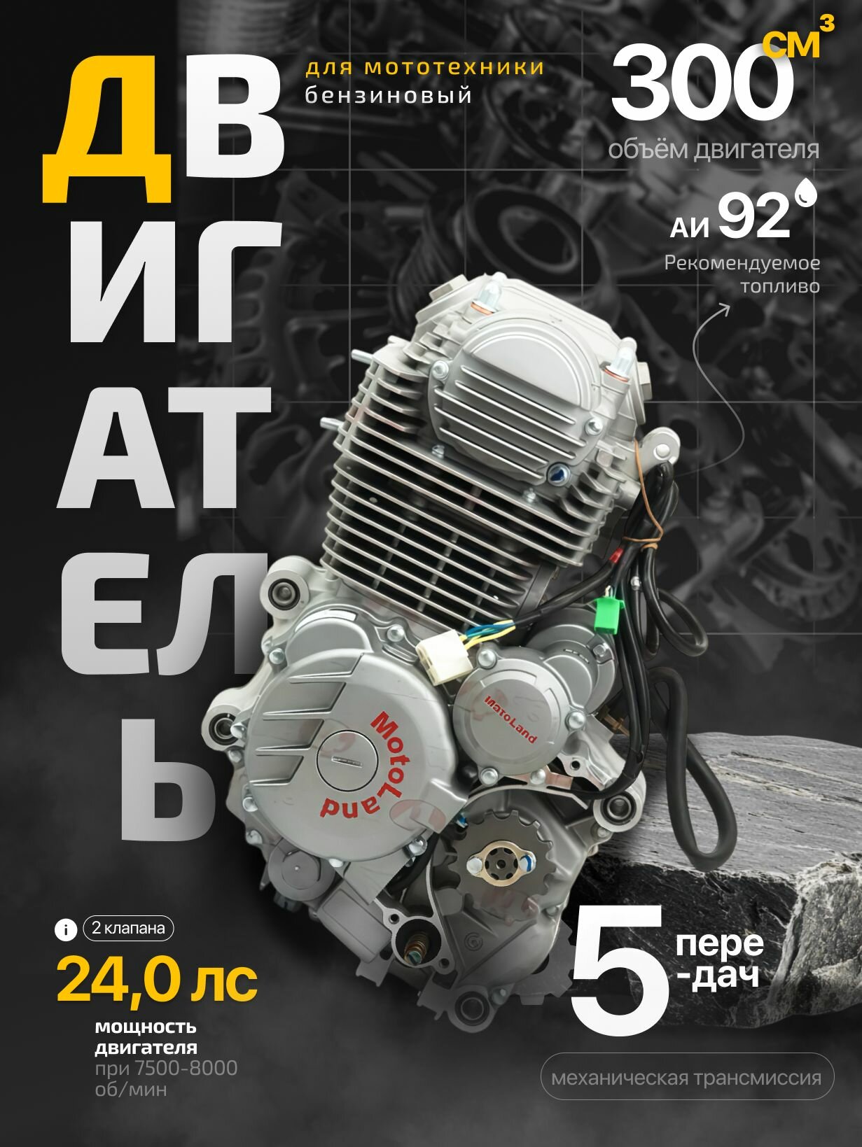 Двигатель 300см3 175FMM-3A (CB300-F D-75мм) ZS грм цепь5ск (полный комплект)