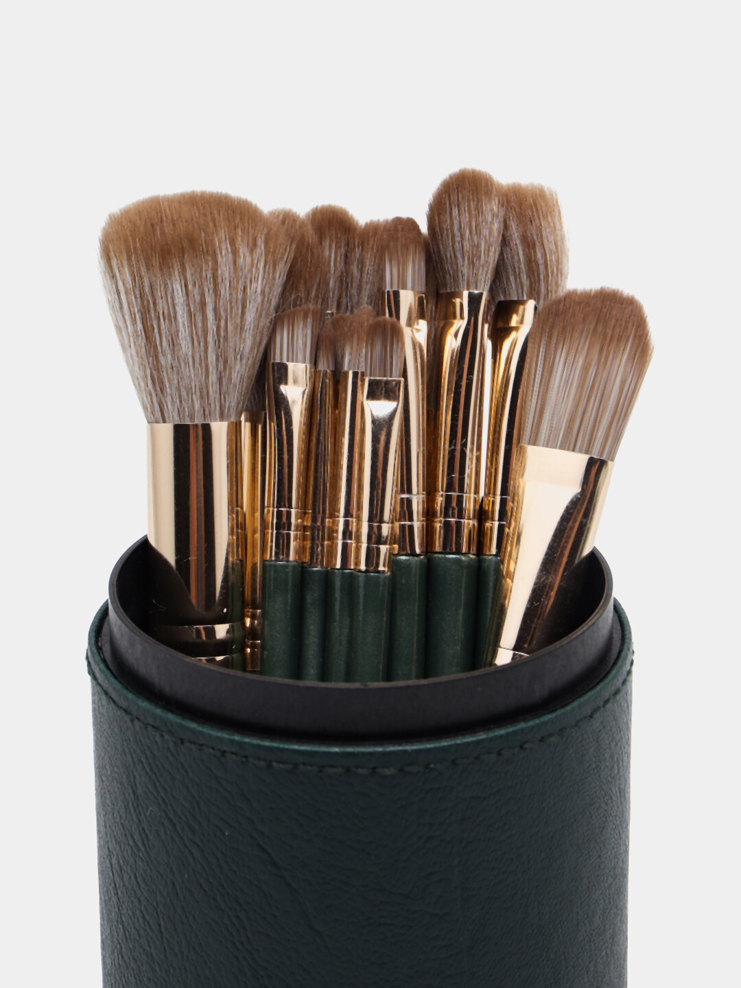 Набор кистей для макияжа "Глаза, губы, лицо", 14 штук, зеленый — фото 1