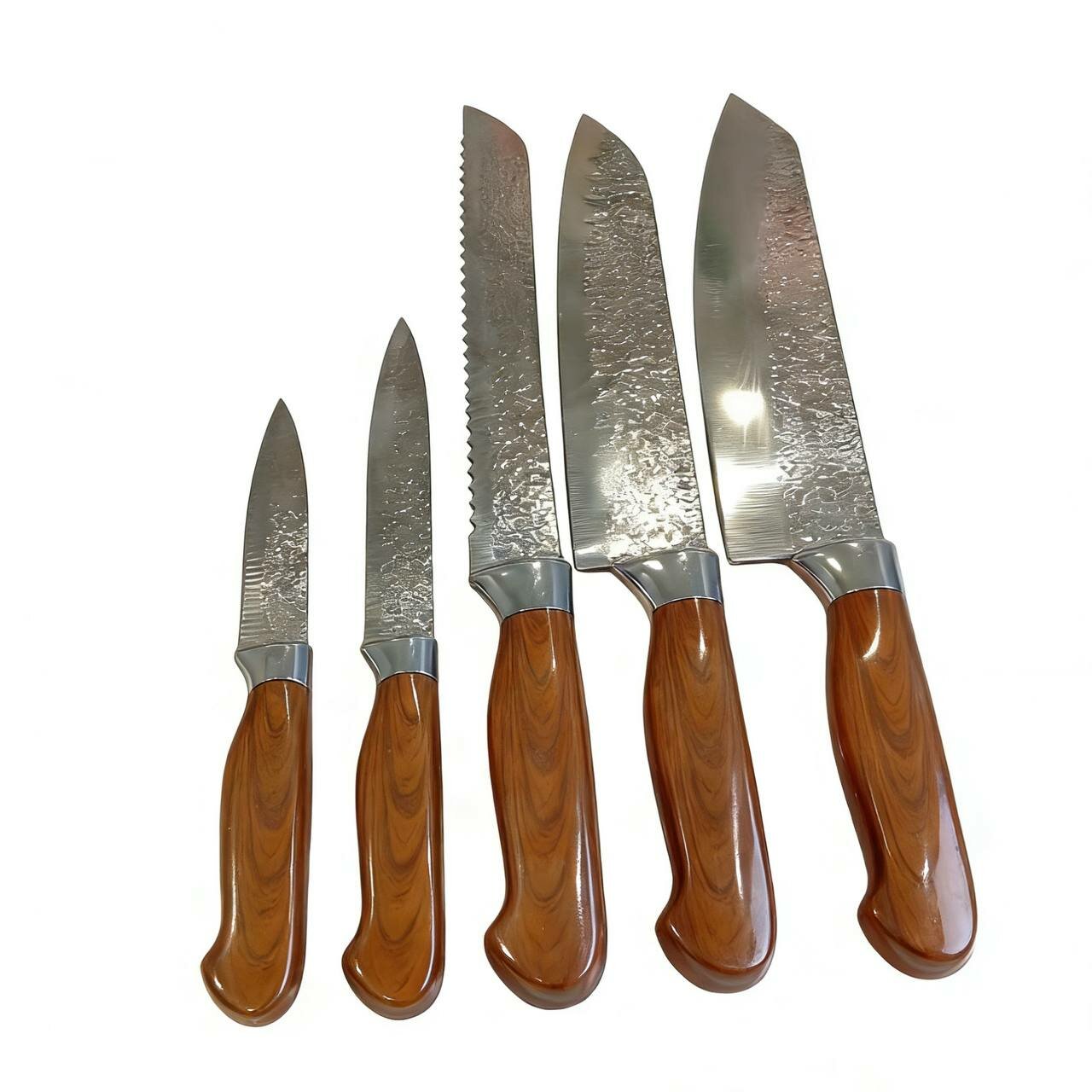 Набор кухонных ножей Zaziki из дамасской стали с деревянными ручками, оранжевый