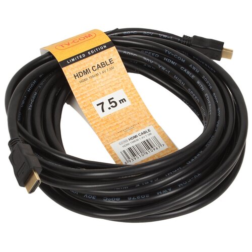 кабель цифровой hdmi19m to hdmi19m v1 4 3d 15m tv com cg150s 15m Кабель HDMI-HDMI 7.5м TV-Com CG150S-7.5M v1.4+3D