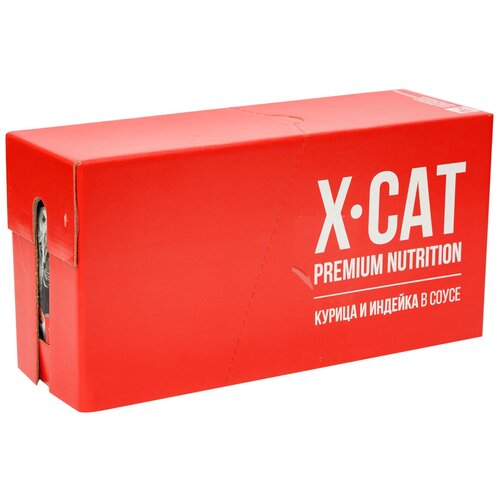 Влажный корм для кошек X-CAT С курицей и индейкой в соусе 24 шт. х 85 г (кусочки в соусе)