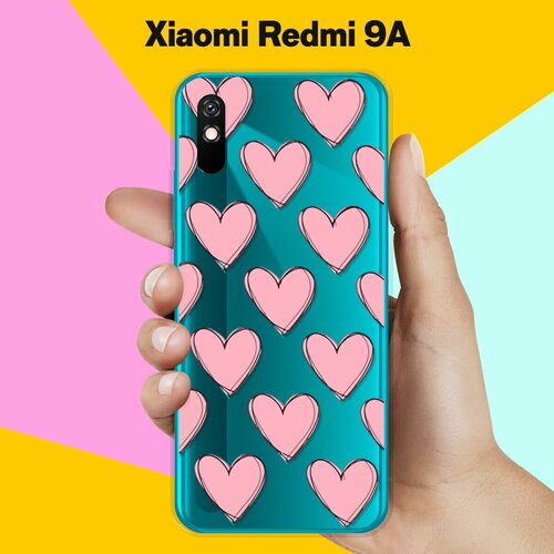 Силиконовый чехол Узор из сердец на Xiaomi Redmi 9A силиконовый чехол узор из сердец на xiaomi mi 9
