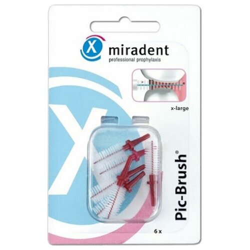 Зубной ершик miradent Pic-Brush X-Large бордовые 6.5 мм, бордовый, 6 шт., диаметр щетинок 6.5 мм ершики miradent 4 насадки