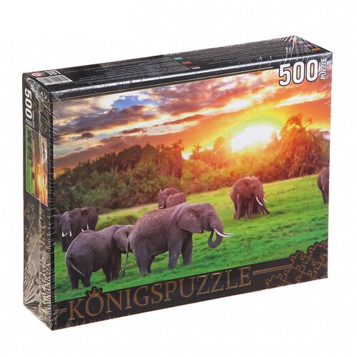 пазл konigspuzzle ангелочек и кролики хк500 6309 500 дет Пазл Konigspuzzle Кенийские слоны (ГИК500-8296), 500 дет.