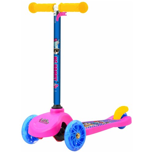 Детский городской самокат 3-колесный 1 TOY Т17071 Lol , розовый/синий детский 3 колесный самокат 1 toy т14734 lol черный розовый