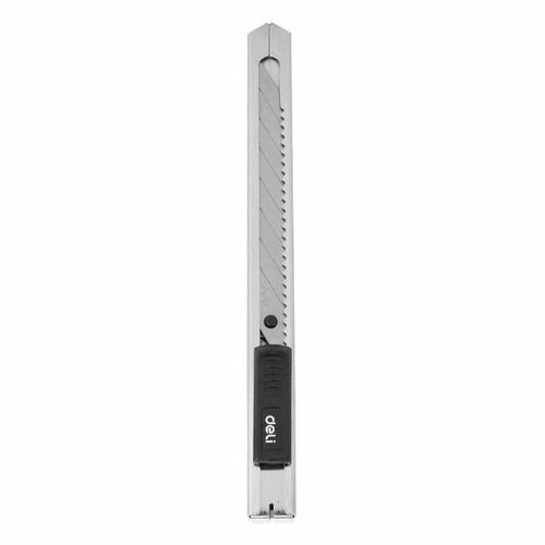 Нож канцелярский Deli E2034 Essential Metal Vivid Mini шир.лез.9мм фиксатор сталь серый