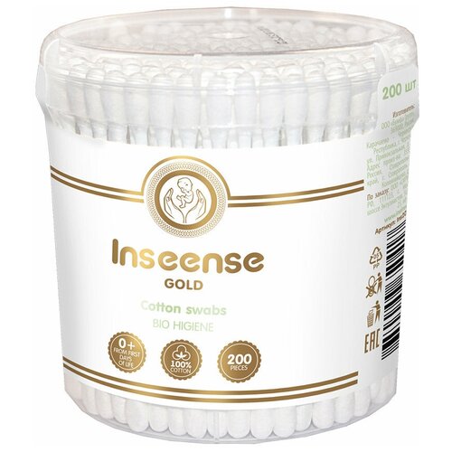 Ватные палочки Inseense Gold, 200 шт., банка