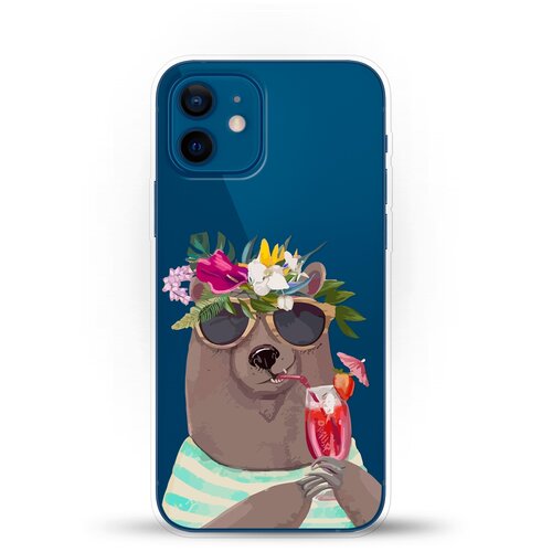 фото Силиконовый чехол медведь с коктейлем на apple iphone 12 mini andy & paul