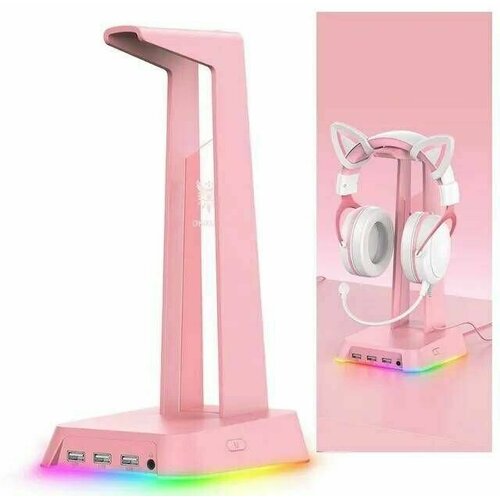 Подставка для наушников ONIKUMA ST-2 RGB подсветка / 3 USB + Аудиопорт подставка для наушников onikuma st 2 rgb подсветка 3 usb аудиопорт