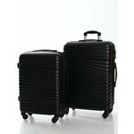 Комплект из 2-х пластиковых чемоданов с узором Волна, цвет Черный, размер L+S (ручная кладь) - изображение