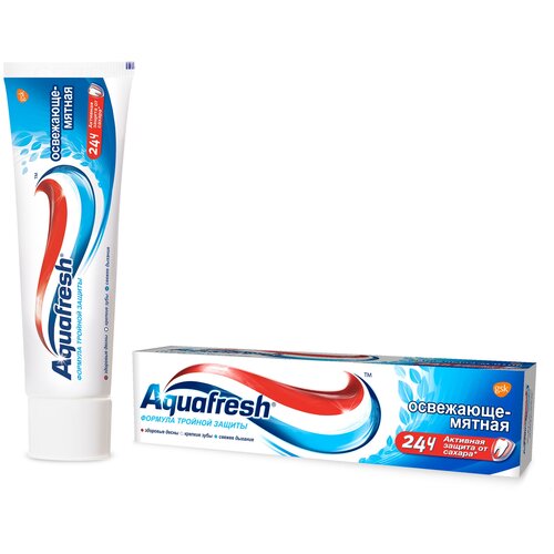 Зубная паста Aquafresh Тройная защита Освежающе-мятная, 100 мл, 6 шт. зубные пасты silcamed детский набор для полости рта зубная паста со вкусом яблока голубая щетка