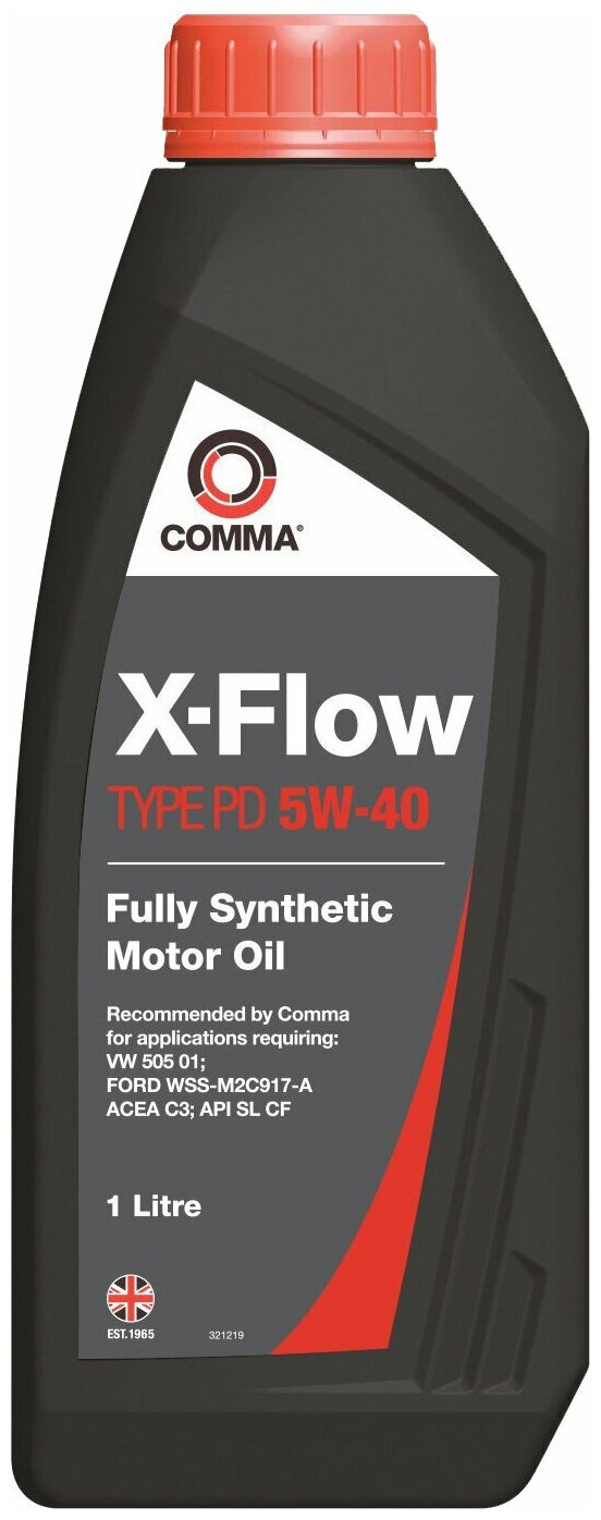 COMMA 5W40 X-FLOW TYPE PD (1L)_масло моторное! синт.\ ACEA C3, API SL/CF, VW 505.01, FORD 917-A XFPD1L