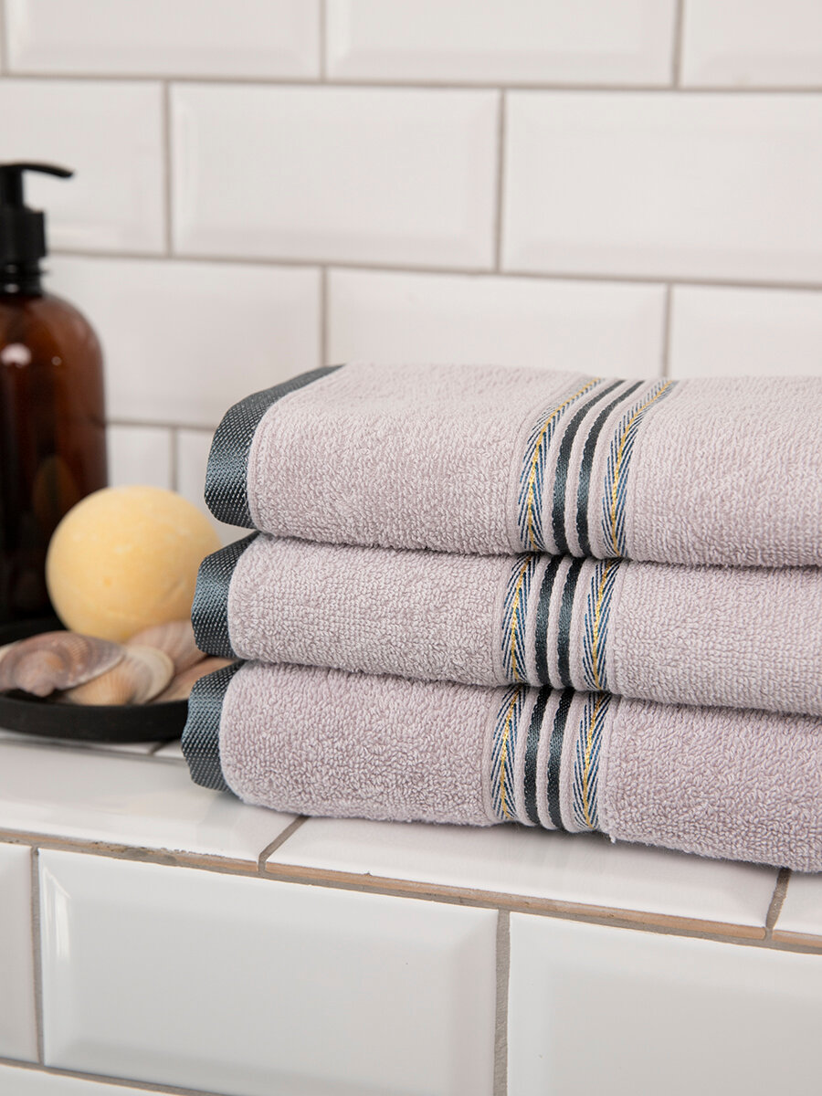Набор 3 шт полотенце банное махровое, для тела, лица, рук, лиловый - фотография № 19