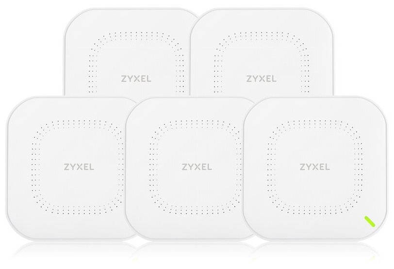 Точка доступа ZYXEL (pack of 5 pcs) hybrid access points NebulaFlex Pro WAX510D, WiFi 6, 802.11a / b / g / n / ac / ax (2.4 and 5 GHz), MU-MIMO, internal antennas 2x2, up to 575 + 1200 Mbps, 1xLAN GE, PoE, 4G / 5G protection