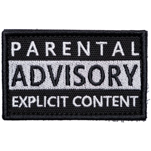 Нашивка на одежду, патч, шеврон на липучке Parental Advisory 7,8х4,8 см