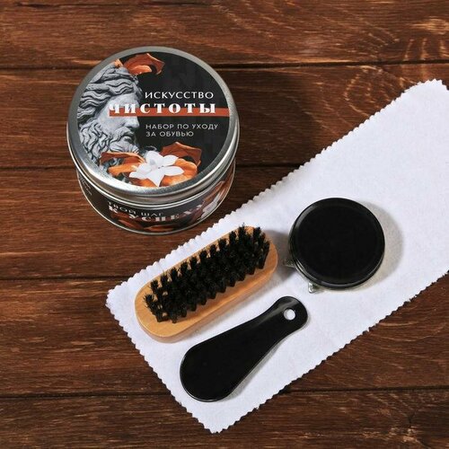 Набор по уходу за обувью Искусство чистоты щетка ложка крем салфетка 1745₽