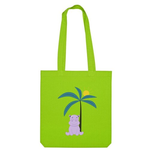 Сумка шоппер Us Basic, зеленый мужская футболка бегемот под пальмой s серый меланж