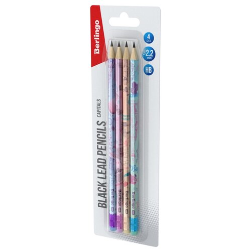 фото Berlingo набор чернографитных карандашей capitals hb, 4 шт (bp00960_4)