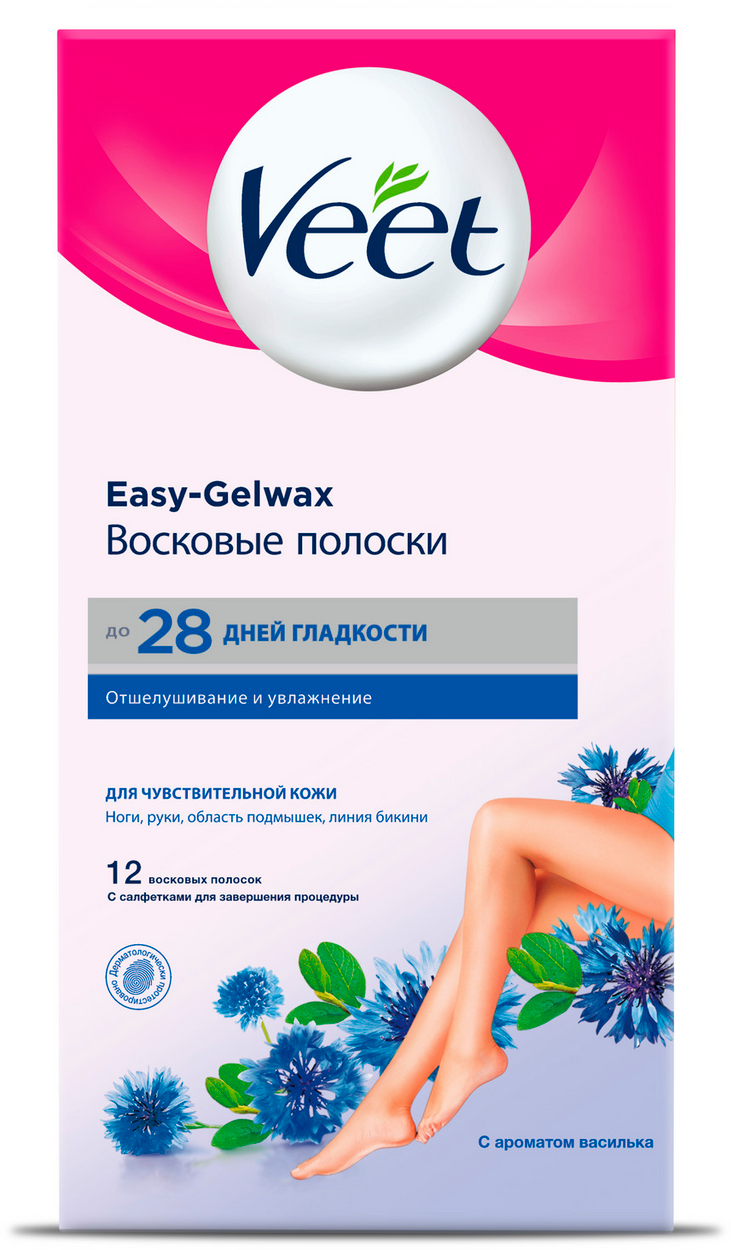 Полоски Veet восковые для чувствительной кожи, 12шт