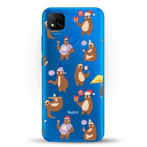 фото Силиконовый чехол узор из ленивцев на xiaomi redmi 9c andy & paul