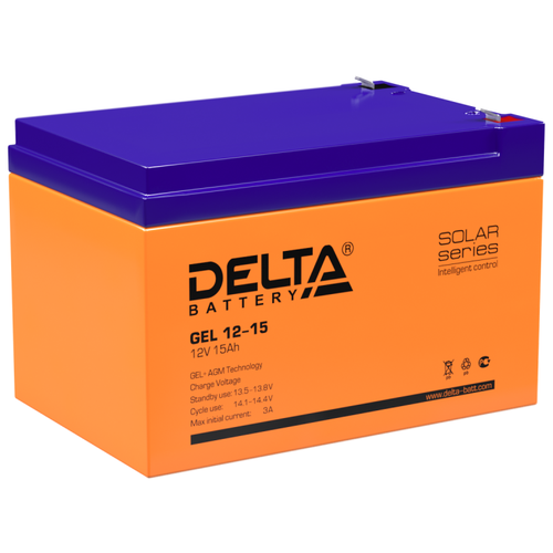 Аккумуляторная батарея DELTA Battery GEL 12-15 12В 15 А·ч аккумуляторная батарея delta gel 12 65 12v 65ah